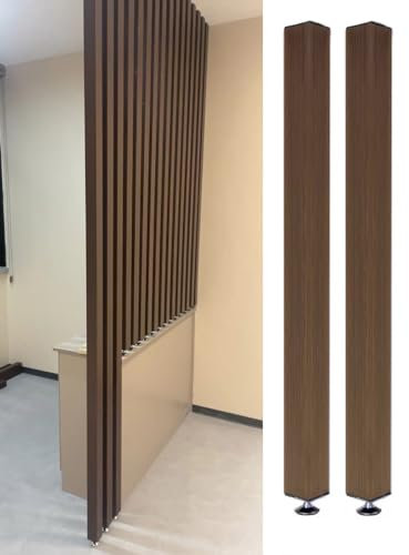 Raumteiler aus Aluminium-Lamellen, Walnussholz-Finish, Trennwand vom Boden bis zur Decke, Sichtschutz-Trennwand für Wohnzimmer, Schlafzimmer, Büro, Restaurant, 2 Stück (155 cm hoch)