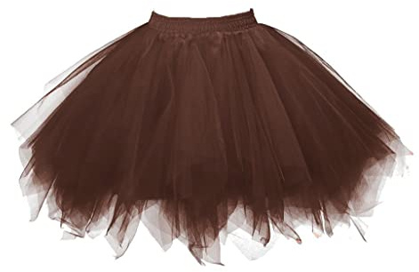 Generisch Damen Tüllrock Karneval Kostüm 50Er Tütü rock Kurz Ballett - Lila Braun Rock Brauner Reh Kostüm Pastell Unterrock Rockabilly Crinoline Petticoat Kostüm Fasching 1