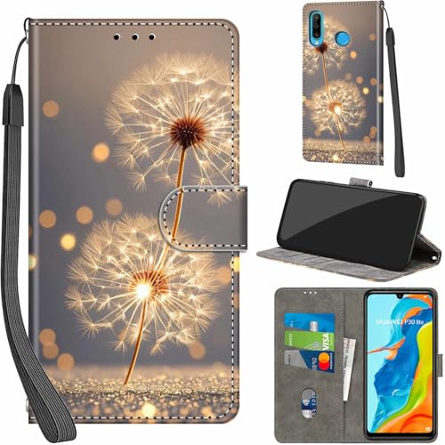 Handyhülle für Huawei P30 Lite Leder Wallet Tasche Türkis | 3 Kartenfächer & 1 Geldfach, Magnetverschluss, Ständerfunktion, robuste premium PU leder klapphülle für Huawei P30 Lite
