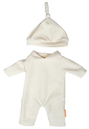 Miniland - Kleidung für 38 cm Puppe, Bekleidungszubehör für Puppen, Pyjama mit Mütze (Beige)