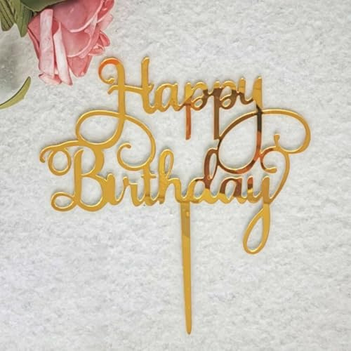 Craft Cart Acrylic Cake Topper Gold Colour Happy Birthday Letters Party Decoration Design Idea