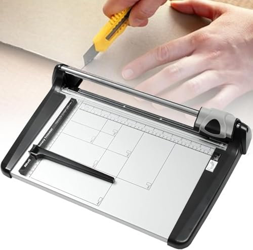 Massicot rotatif robuste – Guide de coupe précis avec grilles, baïonnette fixe de bureau pour plastique, photos, films et papier photo