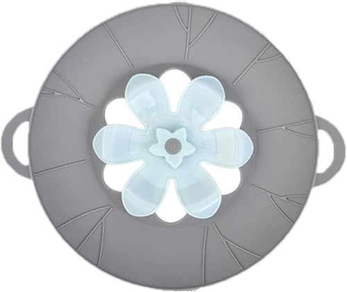 Multifunctional Spill-Proof Silicone Pot Lid 10.24 inch Food Boil-Proof Lid for Food, Kitchen Cooking (Grey)
