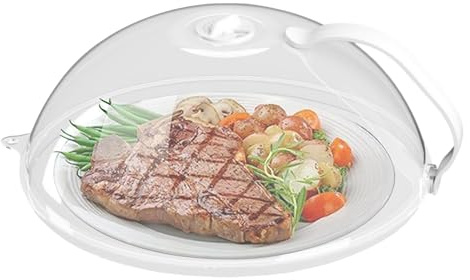 Cloche micros Onde - Couvercle micros Ondes - Transparent - avec Poignée et Trous de Vapeur Réglables - Anti Éclaboussures - 26cm