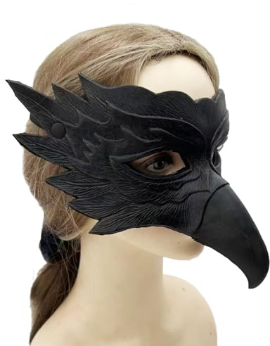 Moonlove Crow Eagle Mask 3D Novelty Raven Bird Beak Cosplay Costume Masquerade Gothic Half Face Cover Makeup Prop Mardi Gras Festival Party Supplies Halloween Accessory