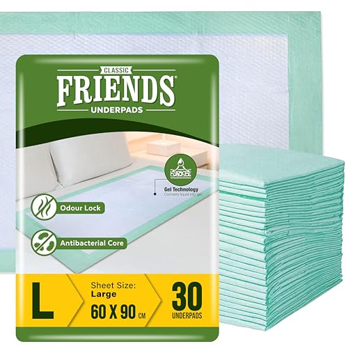 FRIENDS 30 x Premium Incontinence Bed Pads 60x90cm | Extra Absorbent Underpads for Adults, Elderly & Pets | Waterproof Disposable Sheets with Leak-Proof Backing | Extra Soft & Odour-Locking