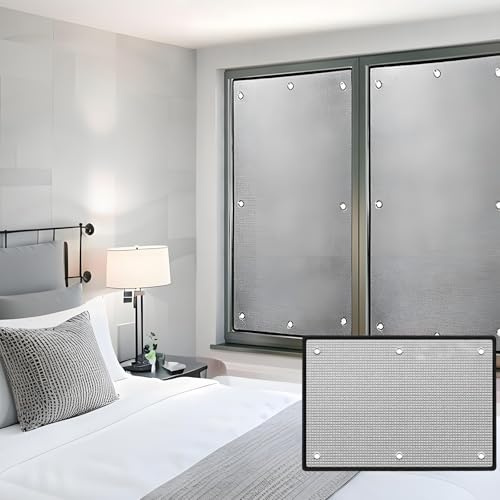 Bedroom Sun Protection Privacy Window Film, Heat Control Window Tint Film, Aluminum Foil Blackout Window Sticker, Cooling Shield Sun Visor, Insulation Film Radiant Barrier for Home(Black)