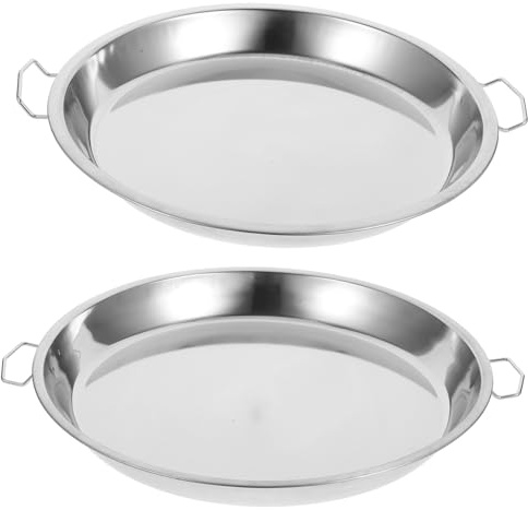 Ciieeo Lot de 2 plats de cuisson en acier inoxydable - Grand plateau de service - Plateau de cuisson à vapeur pour la cuisson à la vapeur - Assiette à poisson en acier inoxydable - Argenté