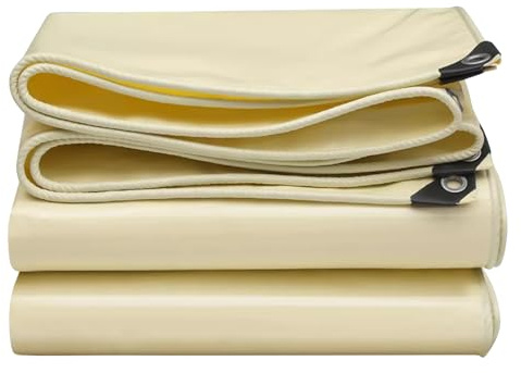 Lona impermeable resistente de 500 g/m², cubierta para el suelo, color beige, cubierta para exteriores, 1,2 x 1,8 m, para camping, jardinería y protección
