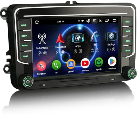 7 Zoll Android Auto Apple CarPlay Autoradio für VW T6 Crafter 2 Caddy 4 Amarok Polo 6R 6C Skoda Yeti mit Radio Navigation DAB+ Bluetooth Touchscreen WiFi 4G Canbus 8-Kern 4GB 64GB (52-Pin Stecker)