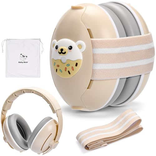 XULIERUX Casque Anti-Bruit Bébé 2-en-1, Casque Anti-Bruit Réglable en Taille, Casque de Protection Contre le Bruit Pour Nouveau-Nés, Adapté Aux Bébés De 3 À 48 Mois Dès la Naissance