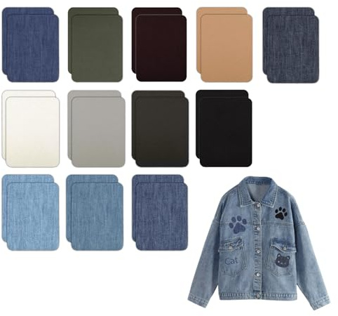 24 Pcs Patches à Repasser, Multicolore Carré Patches à Repasser Patchs, Carré Patch Thermocollant Tissu Kit Patchs de Réparation pour Vêtements Doudoune Veste Trous de Réparation (12.5 x 9.5cm)