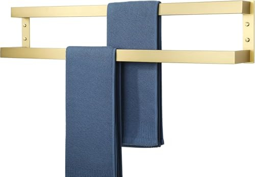 Mooche Handtuchhalter, Double-Layer Handtuchstangen, Gold, 80CM | 304 Edelstahl Handtuch Halterung für Bad und Küche, Rostfrei und Langlebig