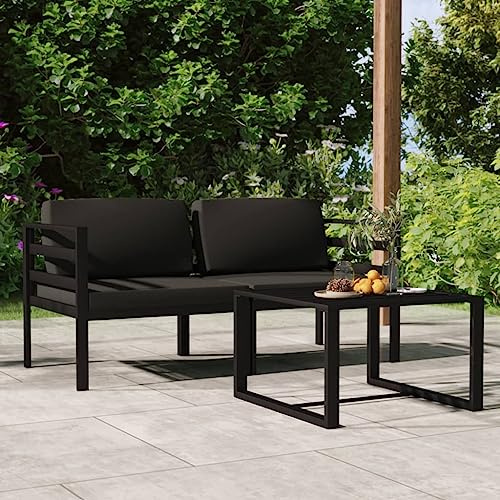 CIOURSTO Trädgårdsmöbler 3-Delad, Kuddsittgrupp, Loungesoffa, Trädgårdsset, Trädgårdsset, Aluminium för Användning Utomhus och i Trädgården (2x Eckteil + Tisch)
