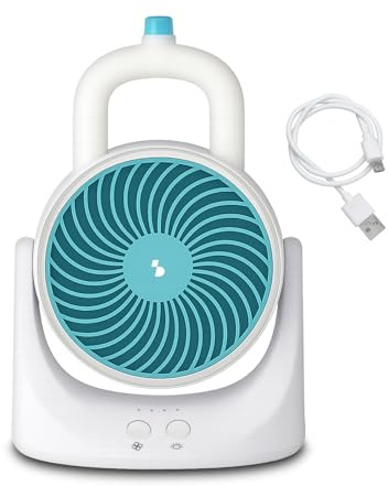 BEPER P206RAF202 Mini Enfriador de Aire USB con Luces LED, Aire Acondicionado Portátil de Mesa con 3 Velocidades, Bandejas para Hielo, Inclinación Ajustable, Ideal para el Hogar y la Oficina
