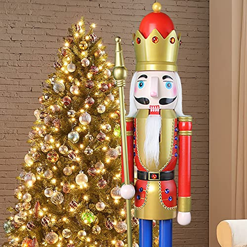 CDL Nussknacker Figur Groß 122 cm aus Holz, König auf Ständer, Rot, gewerbliche Dekoration (122 cm, King Red K01)