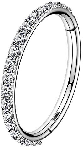 OUFER 16G Helix Earring Hoop Piercing Stainless Steel 316L Higned Segment | CZ Line Cartilage Helix Earring Hoop Daith Piercings Jewelleryfor Women