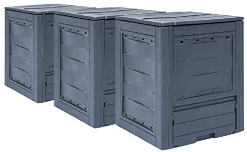 Festnight Gartenkomposter Schnellkomposter Thermokomposter Komposter Kunststoffkomposter 3 STK. Grau 60 x 60 x 73 cm 780 L