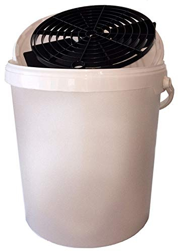 AutoStyle Seau Lavage de Voiture 15L Blanc + Couvercle + Grit/Grille