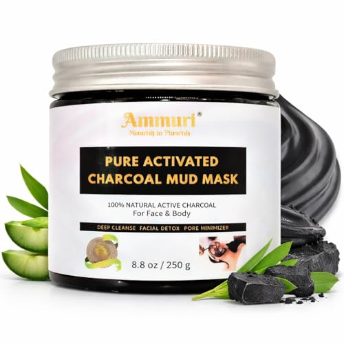 Pure Activated Charcoal Face & Body Mud Mask for Men & Women 250g – Pure Clay Black Charcoal Detox Face Mask, Deep Cleansing Skin Care & Excess Oil, 100% Natural & Organic