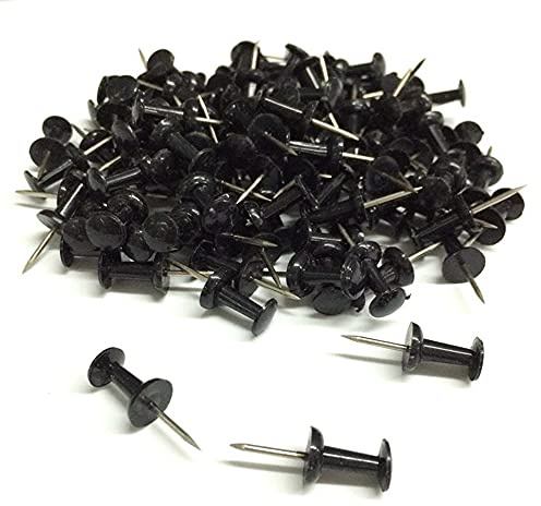 100pcs Plastic Black Push pins Office Binding Cork Board Safety Colored pin Big Head Needle pins Useful and Practical