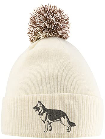 Purple Print House German Shepherd Bobble Hat - German Shepherd Beanie Hat with Bobble - Christmas Alsatian Dog Lover Gift Idea for Men Women Kids