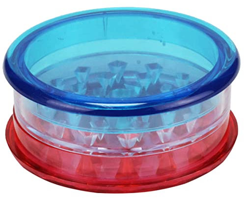 Plastic Grinder 60 mm Three Parts Including Storage Choose Your Favourite Colour (Blue/White/Red) for Pine Nuts and Chilli Peppers, 1x