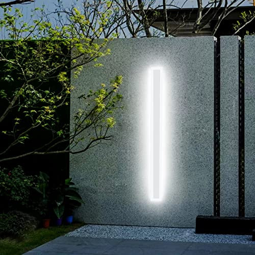 VOMI Aussenleuchten Wand LED Wandleuchte Außen Lang Schmal Weiß Wandlampe Innen Warmweiß IP65 Wasserdicht Lichtleiste Metall Acryl Badezimmer Schlafzimmer Wohnzimmer Treppen Gärten Terrassen Flur,80cm