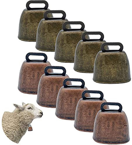 SEABABOO 10PCS Kuhglocke Klein Handwerk Glocken Kupferglocken Ziegenglocken Metall Klingelglocke Hängende Vintage Mini Kuhglocke Ziegenglocken Glocken Glocke Charme DIY Ziege, Kuh