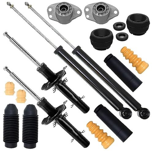 4x amortisseurs à gaz avant &, arrière jambe de suspension y compris palier de dôme &, kit de protection contre la poussière, Compatible avec AUDI A3 (8L1), SEAT LEON (1M1), TOLEDO 2 (1M2), SK
