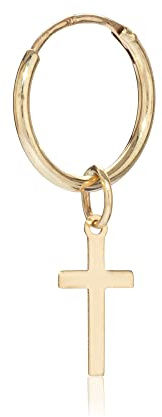 NKlaus Creolen einzeln, Kreuz, 333 Gelbgold, 10–14mm, Gothic, 1 Stück | 1mm dick