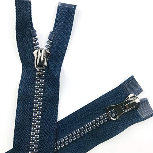 Cremallera, cremalleras 8 # Cremalleras de flor de ciruelo de resina, for coser dientes plateados brillantes Cola doble Cremallera de chaqueta de plumón de 120 cm, accesorios artesanales (Color : Dark