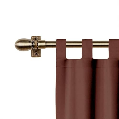 Mardom Oval Mini Gardinenstange Ausziehbar 120-200 cm für Scheibengardinen | Vorhangstange mit Gardinenstangenhalter, Verstellbare Scheibengardinenstange mit Zubehör (antikes Messing)