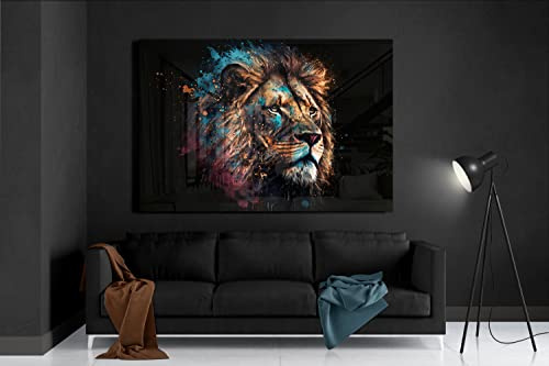 Manschin-Laserdesign Premium Wandbild aus Acrylglas oder Aluminiumverbund - KEIN LEINWANDBILD - modern Wandbilder XXL Wanddekoration Design Wand Bild Abstrakt (Löwe 01, Acrylglas 120x80cm)