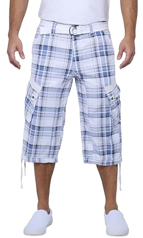 X RAY Herrshorts med bälte, långa cargoshorts för män, längd under knä, trekvartsbyxor (stora och långa shorts för män), 48