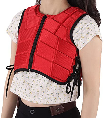 HERCHR Kinder-Reitweste, REIT-Sicherheitsweste, Mit Nylonschaum Gepolsterte Schutzausrüstung, Körperschutz, Rote Weste Für Kinder(CL)