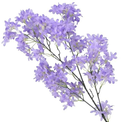 EboLD Lot de 2 fleurs de lilas artificielles en soie de 90 cm de long pour maison, jardin, fleurs de cerisier, décoration de table de mariage - violet - 90 cm de long