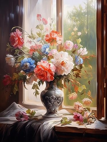 Taxpy Tableaux sur toile peints à la main Fleurs épanouies dans un vase,L,50 * 70cm Peinture Street Art Peinture À L'huile Impressions Sur Toile Moderne Pop Affiche Photo Sur Le Mur