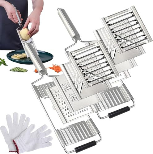 Coptionruise Cortador de verduras multiusos, cortador de verduras multiusos, cortador de verduras multiusos 4 en 1, herramienta de cocina, rallador para frutas y verduras (4 en 1 x 2)