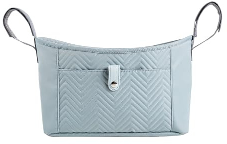 Hiseng Borsa Organizer per Passeggino, Universale Impermeabile Borsa Passeggino Organizer, Tracolla, Grande Capacità, Scomparti Multipl Borsa Fasciatoio per Carrozzina (Blu,36x17x12cm)