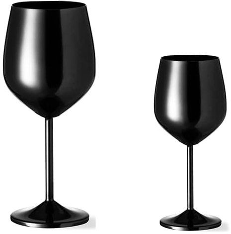 noTrash2003 2er Set Riesiges Weinglas Cocktailglas aus Aluminium besondere Momente mit 540 mL Volumen Vorspeisenschale Dessertschale in Blau, Rot, Schwarz oder Silber (Schwarz)