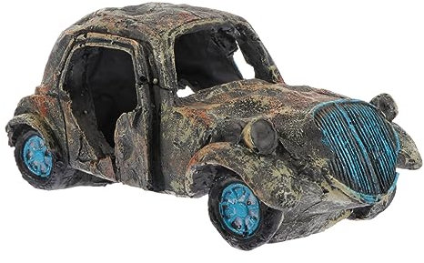 Happyyami Resin Aquarium Dekoration Auto-Wrack- Realistisches Fisch Und Garnelenversteck Für Ihr Aquarienlandschaftsdesign Graues Design