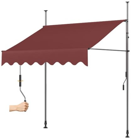 Klemmmarkise 200/250/300/350/400cm breit,markise Balkon mit Handkurbel, Balkon Markisen mit Wasserdichter Beschichtung inkl，Klemmmarkise Balkon ohne Bohren,Balkonmarkise ( Color : B , Size : W350cm(13