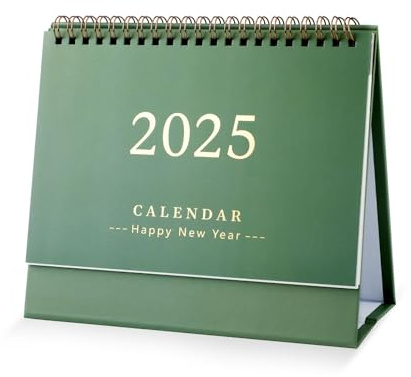 Calendrier de Bureau 2024-2025, 19x16cm Calendrier à Rabat Debout pour l'Année Académique Allant de Juillet 2024 à Décembre 2025 pour l'École le Bureau et la Maison (Vert)