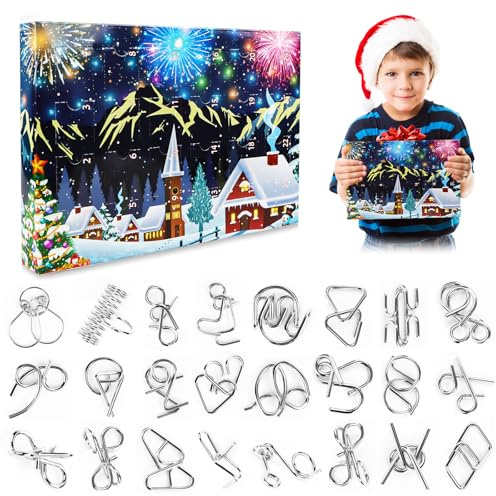 Adventskalender 2025,Metallpuzzle Knobelspiele für Erwachsene Adventskalender,24 Tage Countdown Knobelspiele Weihnachts für Jungen Mädchen