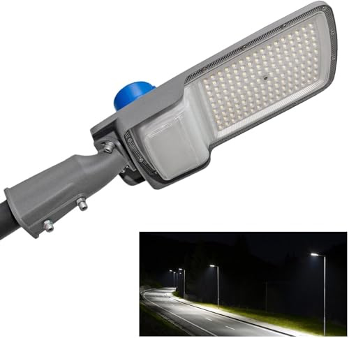 Planetitaly Lampione faro armatura stradale IP65 sensore crepuscolare LED 100W 6500K alta efficienza luce viali sentieri giardino 230V