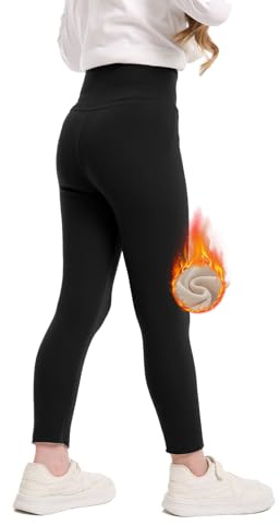 zffriction Sportleggings barn termoleggings flickor sportbyxor yoga fodrade leggings vinter, svart, 120