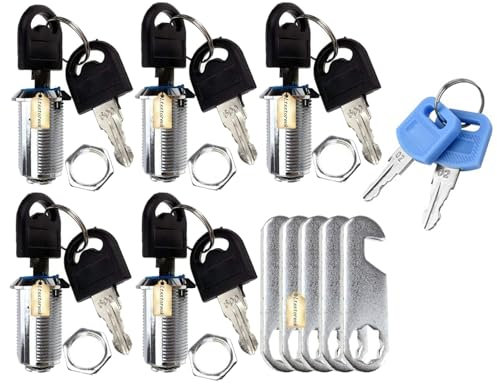Lsgoodcare 5Pack Security Mailbox Lock Cabinet Drawer Cupboard Cam Lock 20Mm with 12 Keys, Each Lock are Different Key