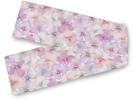Inflorescence Tischläufer mit Hortensien, 33 x 177,8 cm, Raumdekoration, wiederverwendbare Läufer für Tische, 178 cm lang, Staubblau