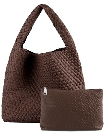 Gewebte Tragetasche für Damen, veganes Leder, handgewebte Handtaschen und Geldbörse, Schultertasche, Top-Griff, All-Match-Unterarmtasche
